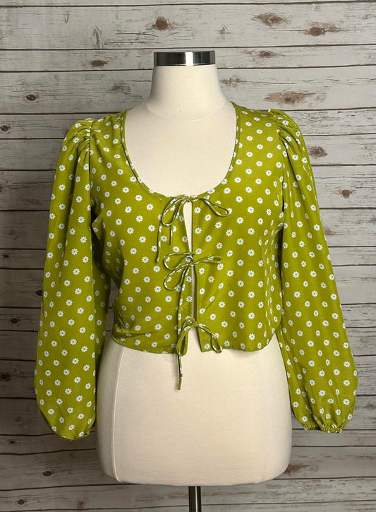 Levi's Y2K 90's Embry lime green daisy tie-front blouse Size Large