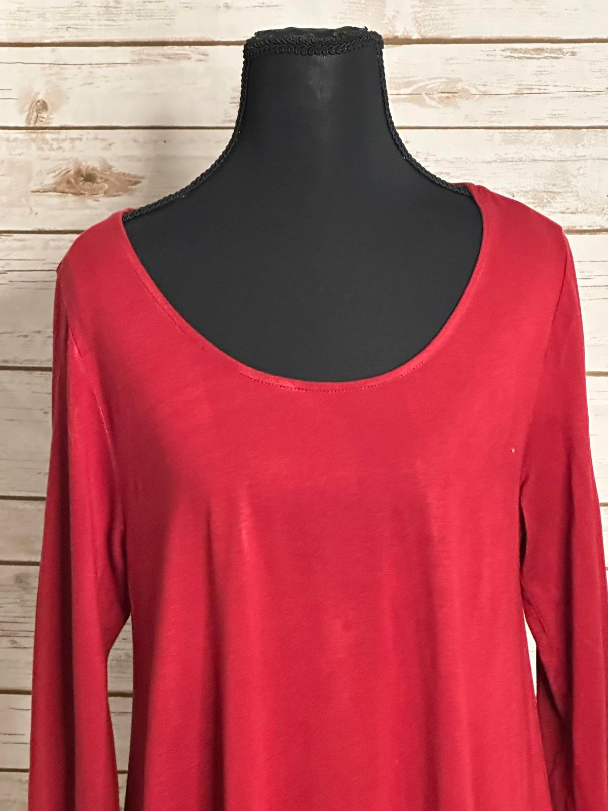 Soft Surroundings casual red jersey knit scoop neck long sleeve tunic Size Small