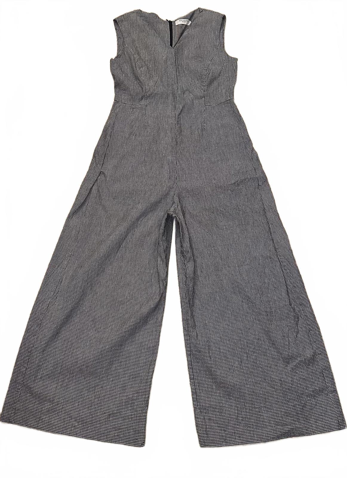 M.M. Lafleur black/white gingham linen-blend Demi wide leg jumpsuit Size 8
