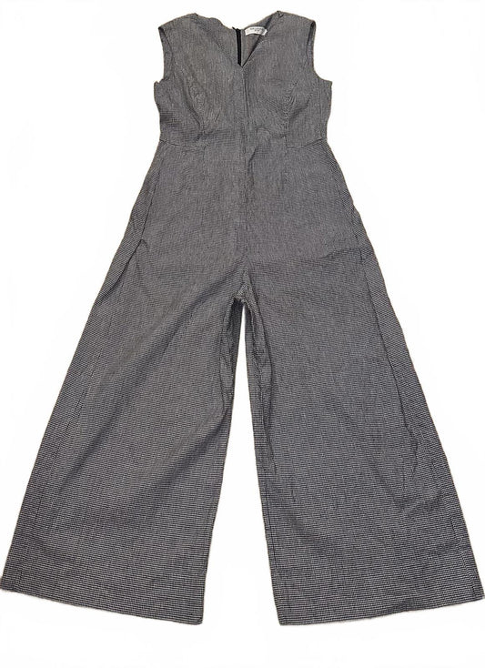 M.M. Lafleur black/white gingham linen-blend Demi wide leg jumpsuit Size 8