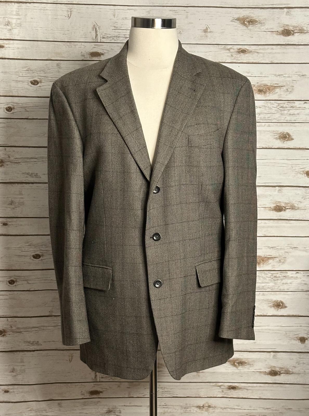 Oscar de la Renta wool/cashmere plaid single-breasted sportscoat/blazer Size 44L
