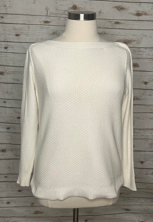 LOFT ivory boatneck textured long sleeve pullover sweater Size Large