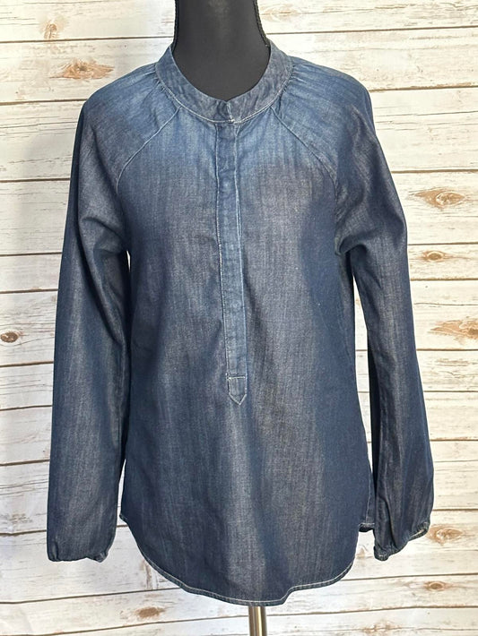 AG Adriano Goldschmied cotton chambray long sleeve popover shirt/top Size XS