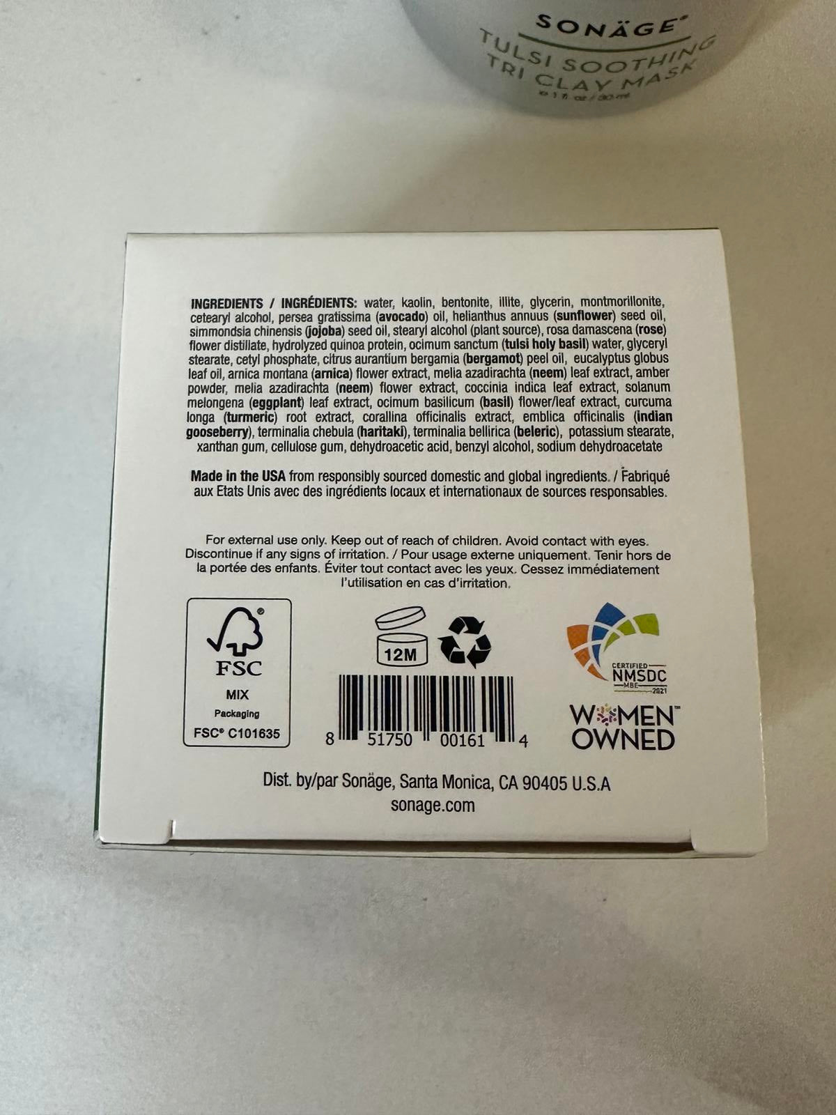 Sonage Tulsi Soothing Tri Clay mask