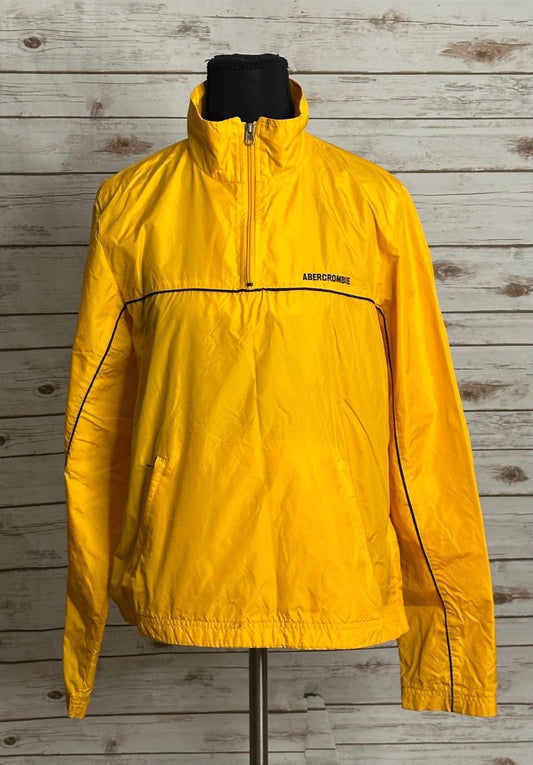 Vintage Abercrombie & Fitch yellow 1/4 zip anorak windbreaker jacket Size Small