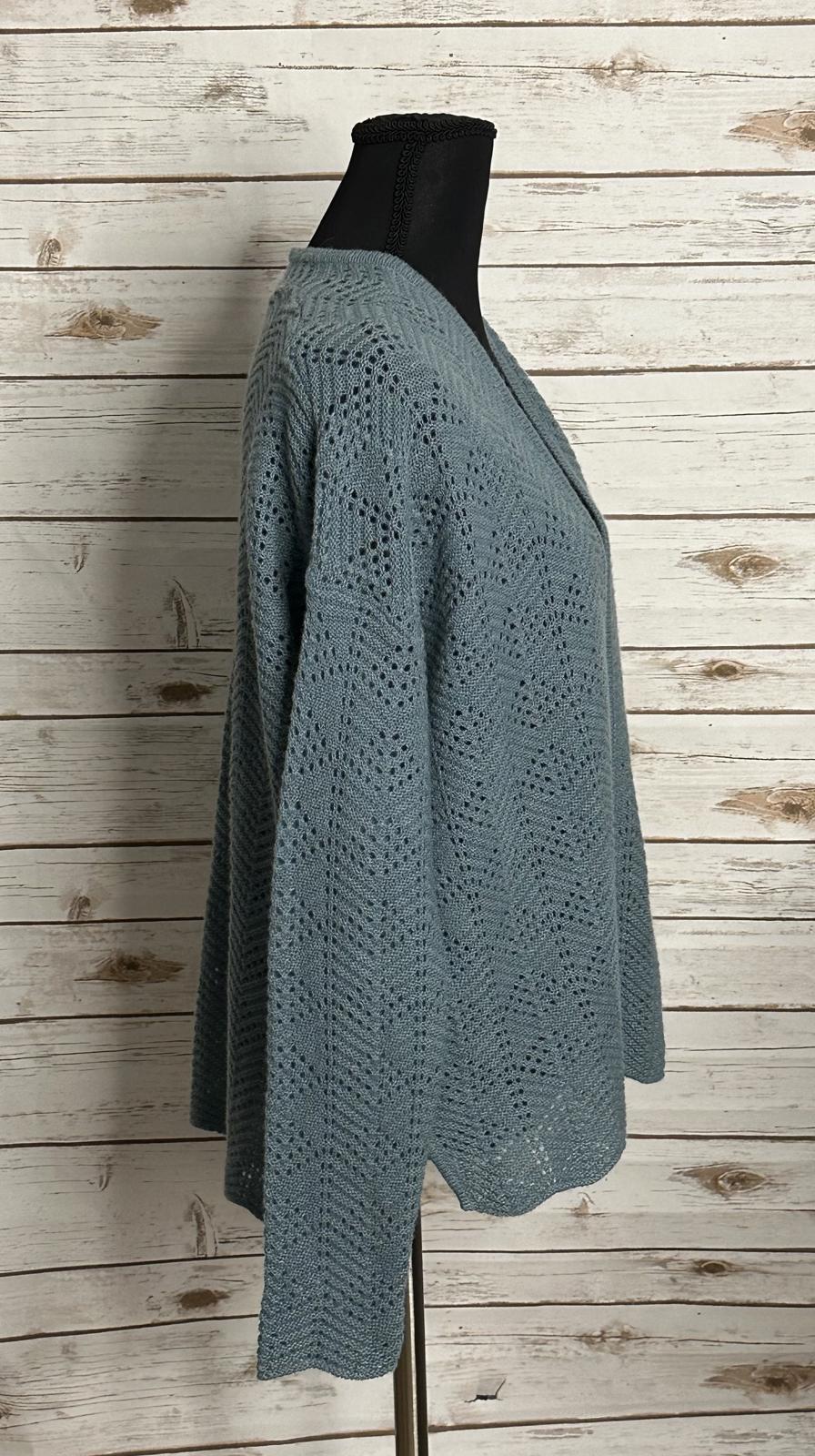 Garnet Hill casual blue/grey cashmere/linen open front cardigan sweater Size XS