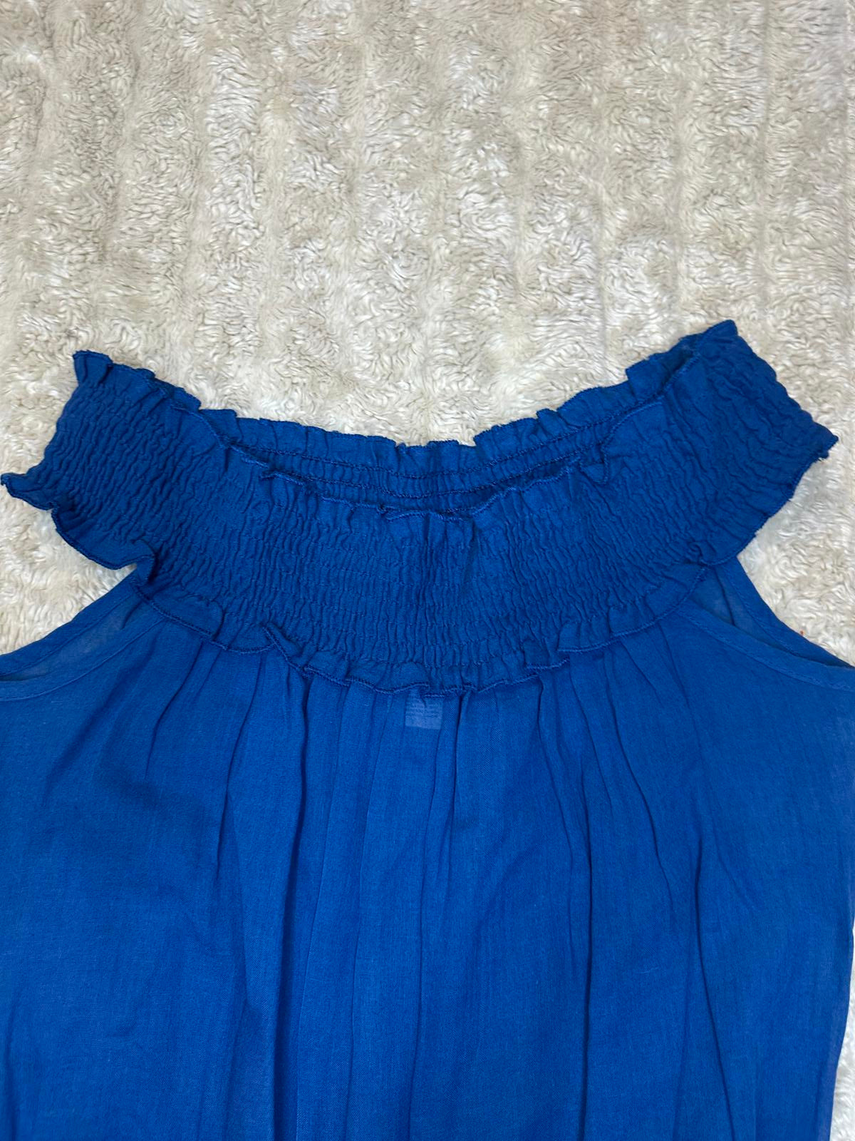 Lucky Brand blue cotton embroidered off-shoulder beach cover-up/romper Size S