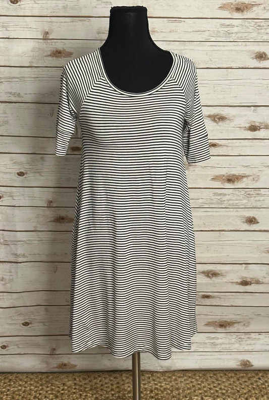 Roxy black/white striped 3/4 length sleeve jersey trapeze dress Size Small