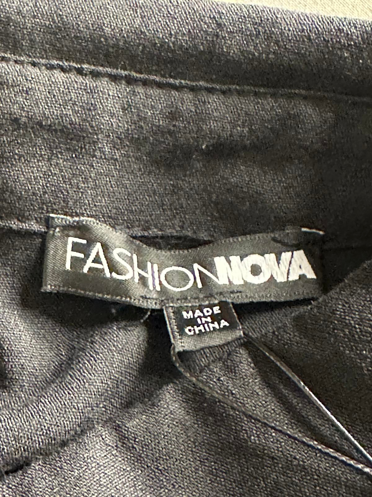 Fashion Nova black ruffled up mini shirt dress Size XS