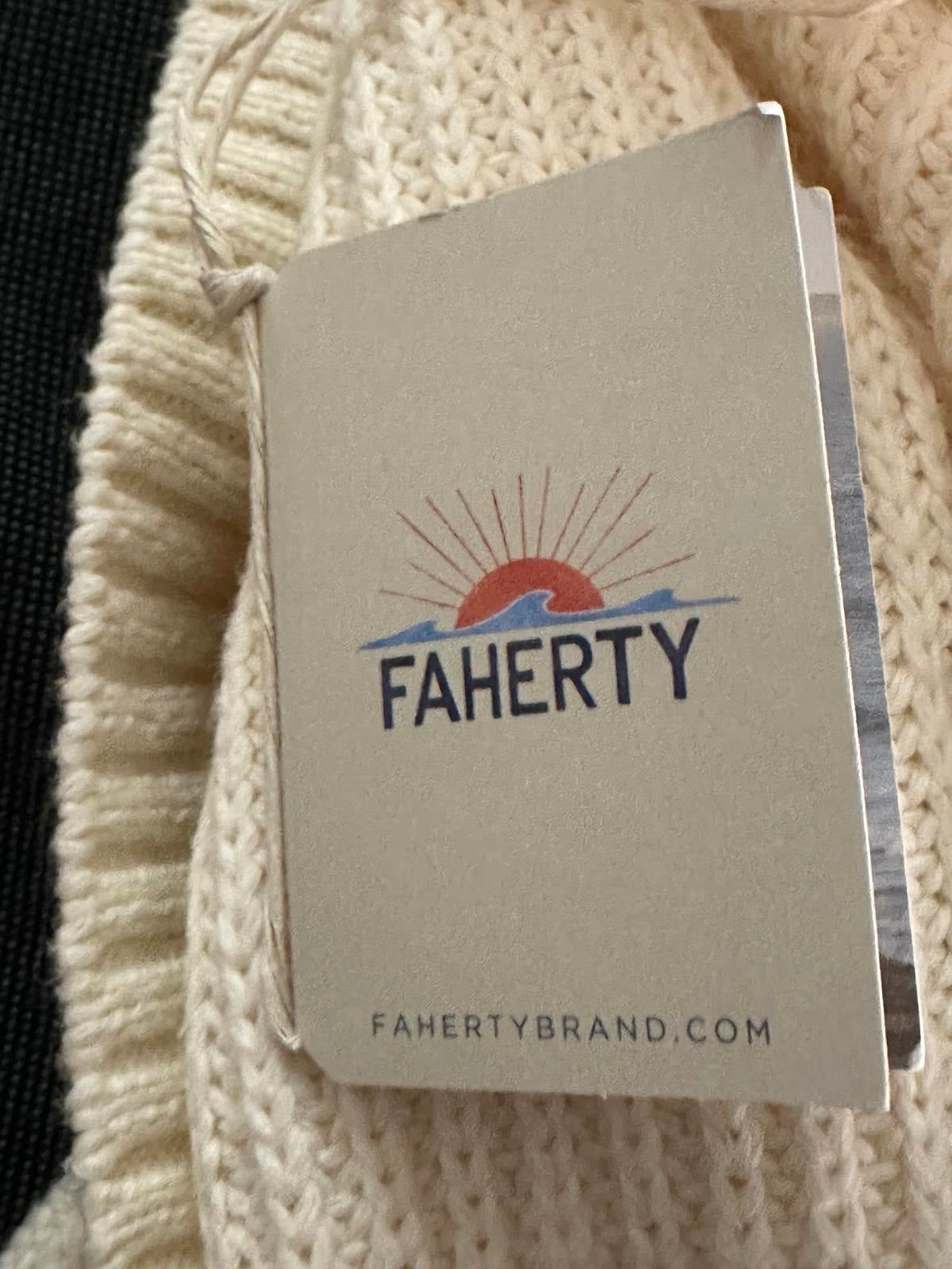 Faherty cream cozy cotton oversized V-neck boyfriend cardigan sweater Size XL