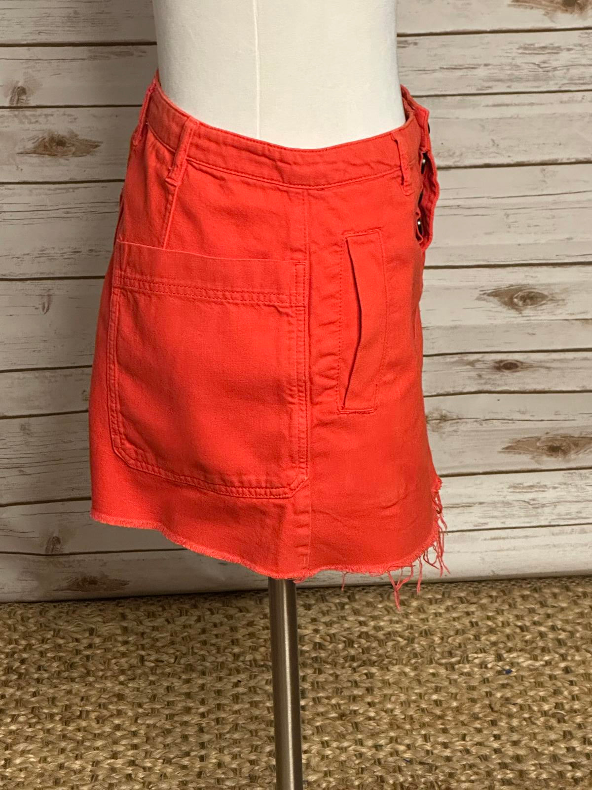 Urban Outfitters BDG coral cotton raw hem denim mini skirt Size Small