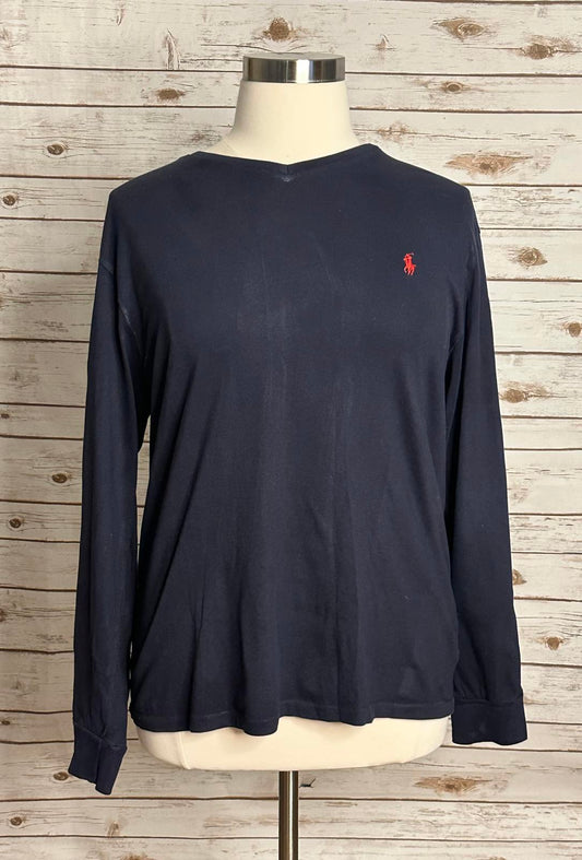 Polo Ralph Lauren casual navy blue cotton V-neck long sleeve t-shirt Size Large
