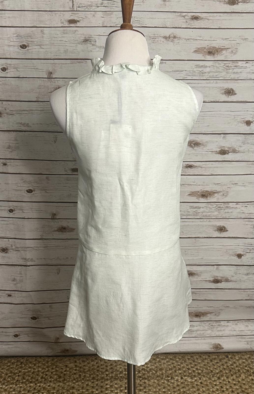 Worth New York pleated collar sleeveless button-up linen-blend shirt Size 12