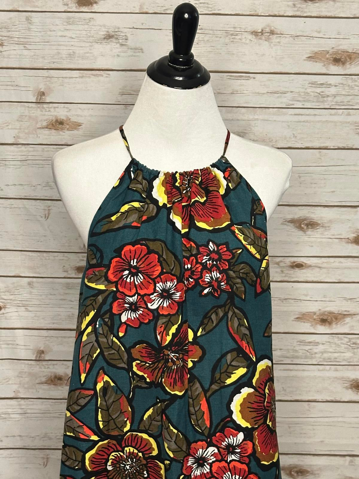 LOFT paradise tropical bold floral linen halter maxi sundress Size XS