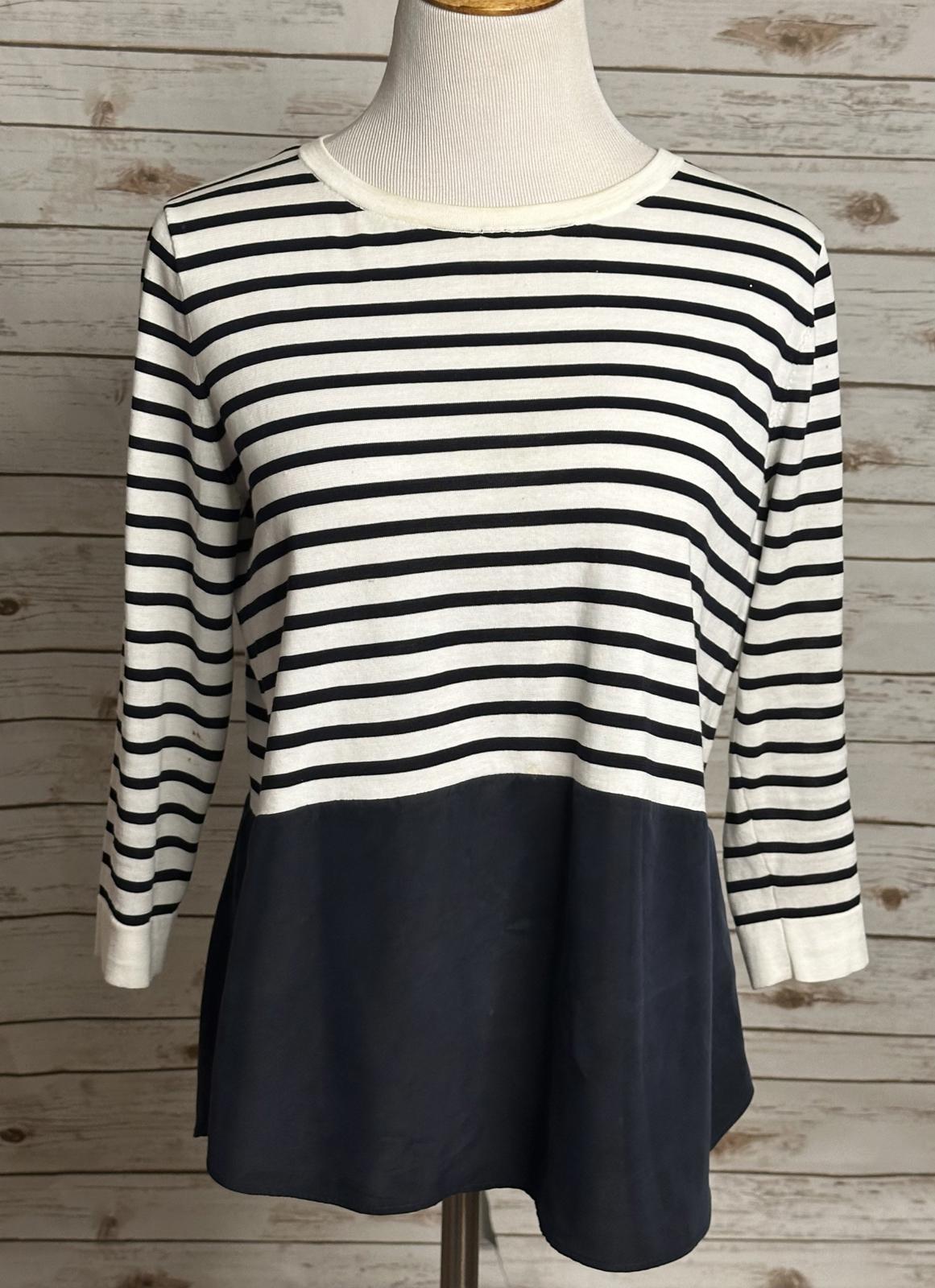 COS classic navy/white striped cotton/silk 3/4 length sleeve sweater Size Medium