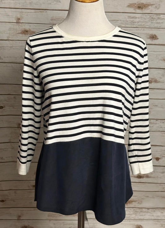 COS classic navy/white striped cotton/silk 3/4 length sleeve sweater Size Medium