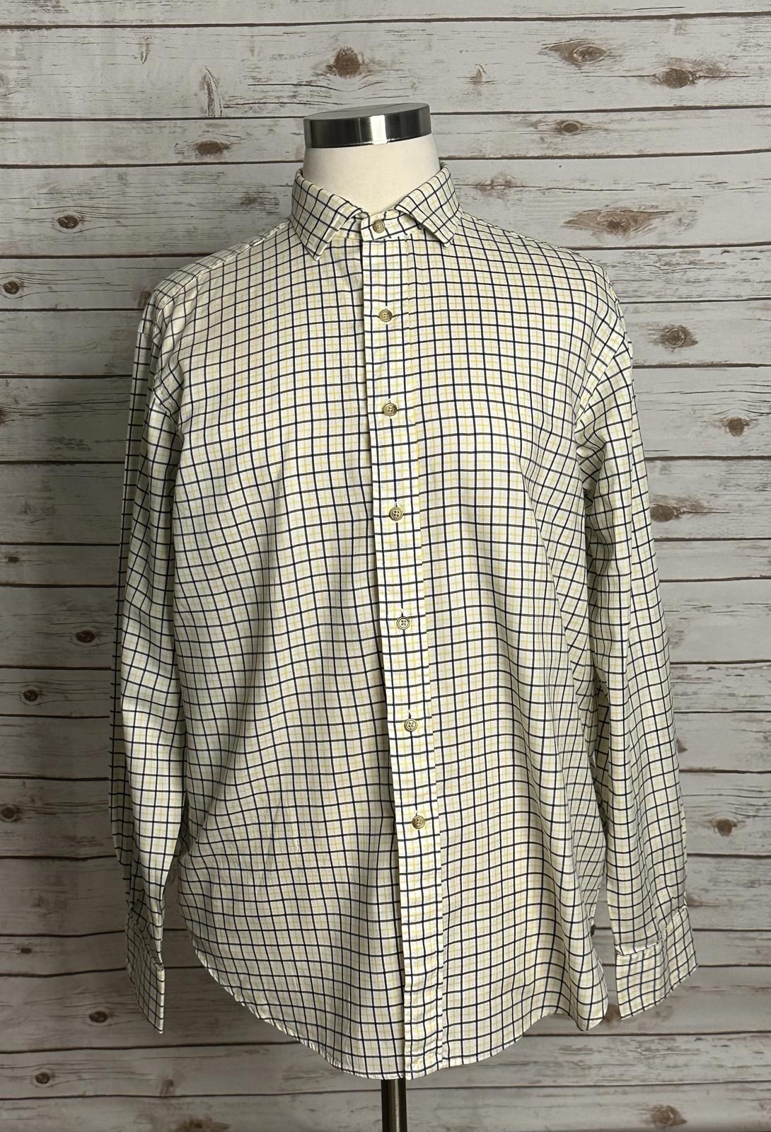 Polo by Ralph Lauren cotton white/navy/yellow plaid button-up shirt Size XL
