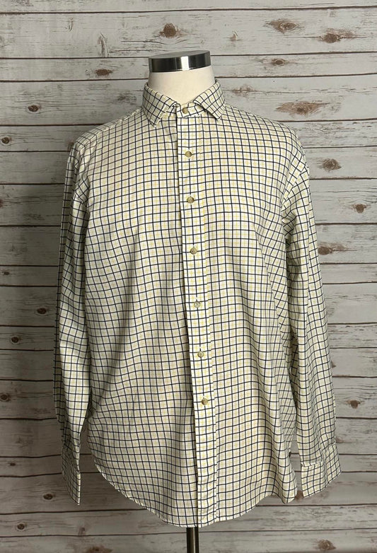 Polo by Ralph Lauren cotton white/navy/yellow plaid button-up shirt Size XL
