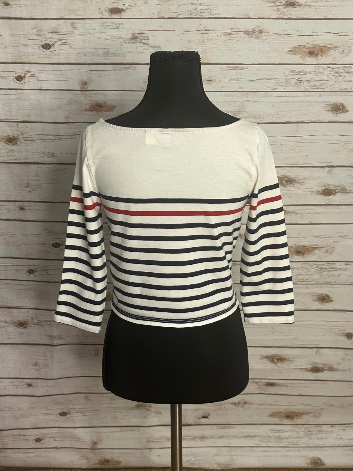 Urban Outfitters BDG nautical cotton white/navy/red striped crop top Size Small