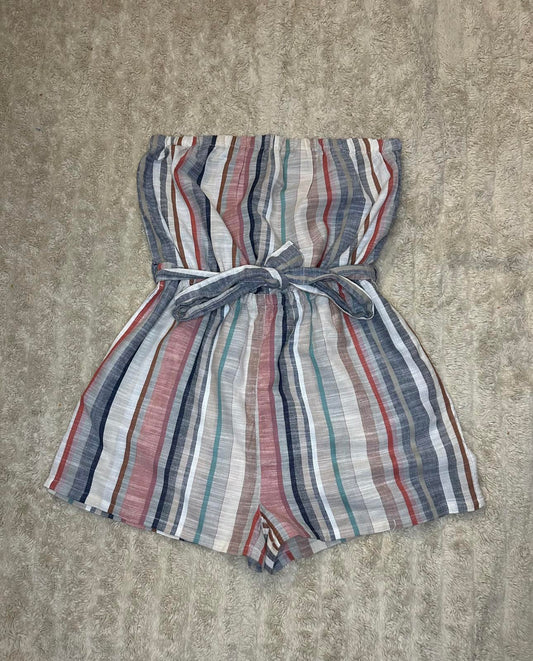 Forever 21 casual multicolored striped cotton strapless tube romper Size Medium