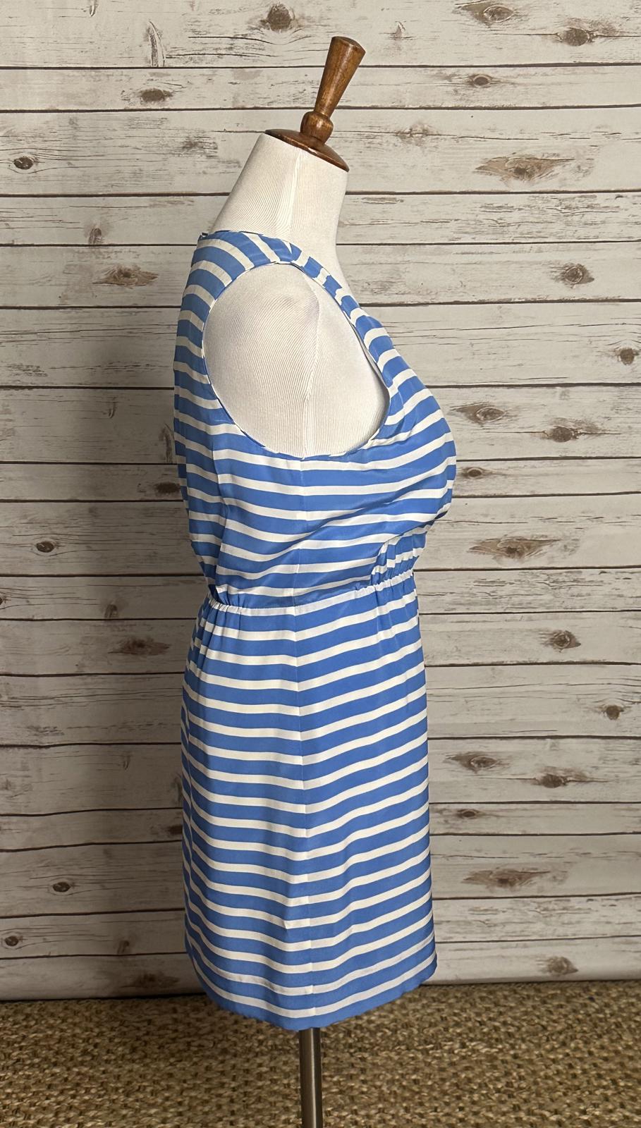 J. Crew classic coastal blue/white striped sleeveless silk sheath dress Size 12