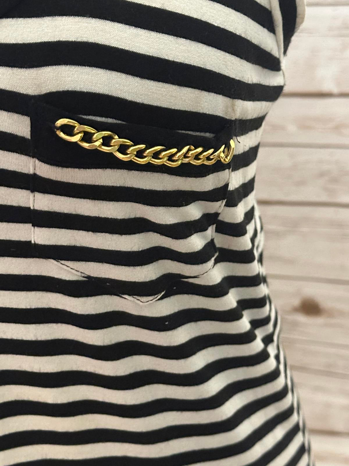 Vintage Cache black/white striped w/ gold chain detail racerback tank top Size M