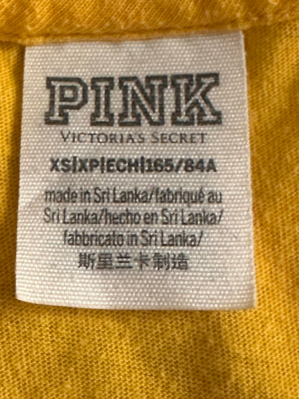 Victoria's Secret PINK yellow V-neck oversized boyfriend T-shirt Size XS