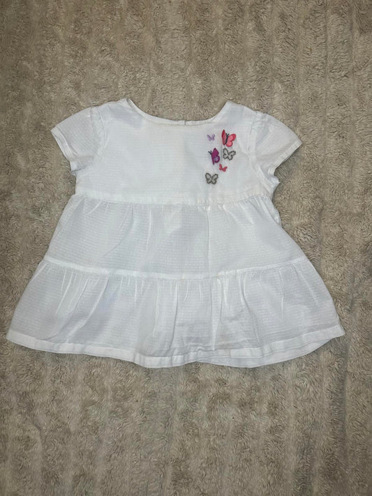 Gymboree white swiss dot cotton floral short sleeve tiered top Size 2T