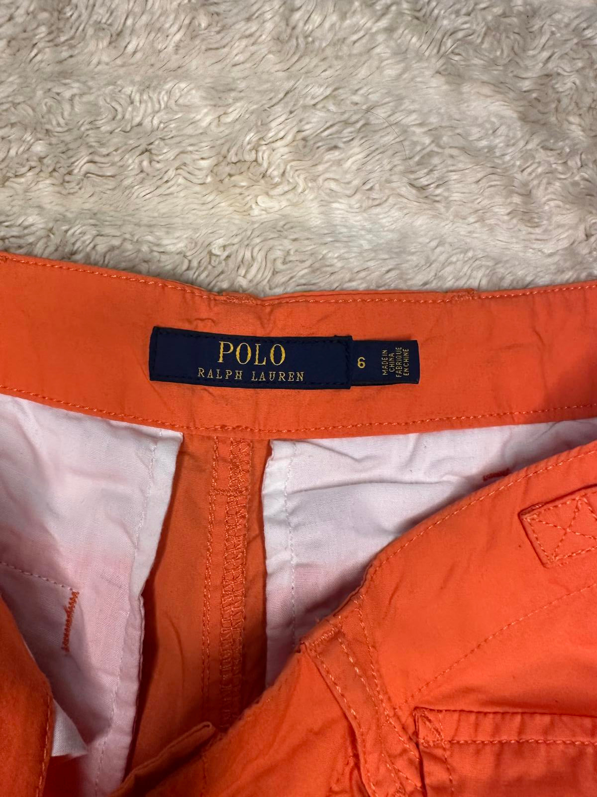 Polo Ralph Lauren casual preppy military orange cotton cargo shorts Size 6