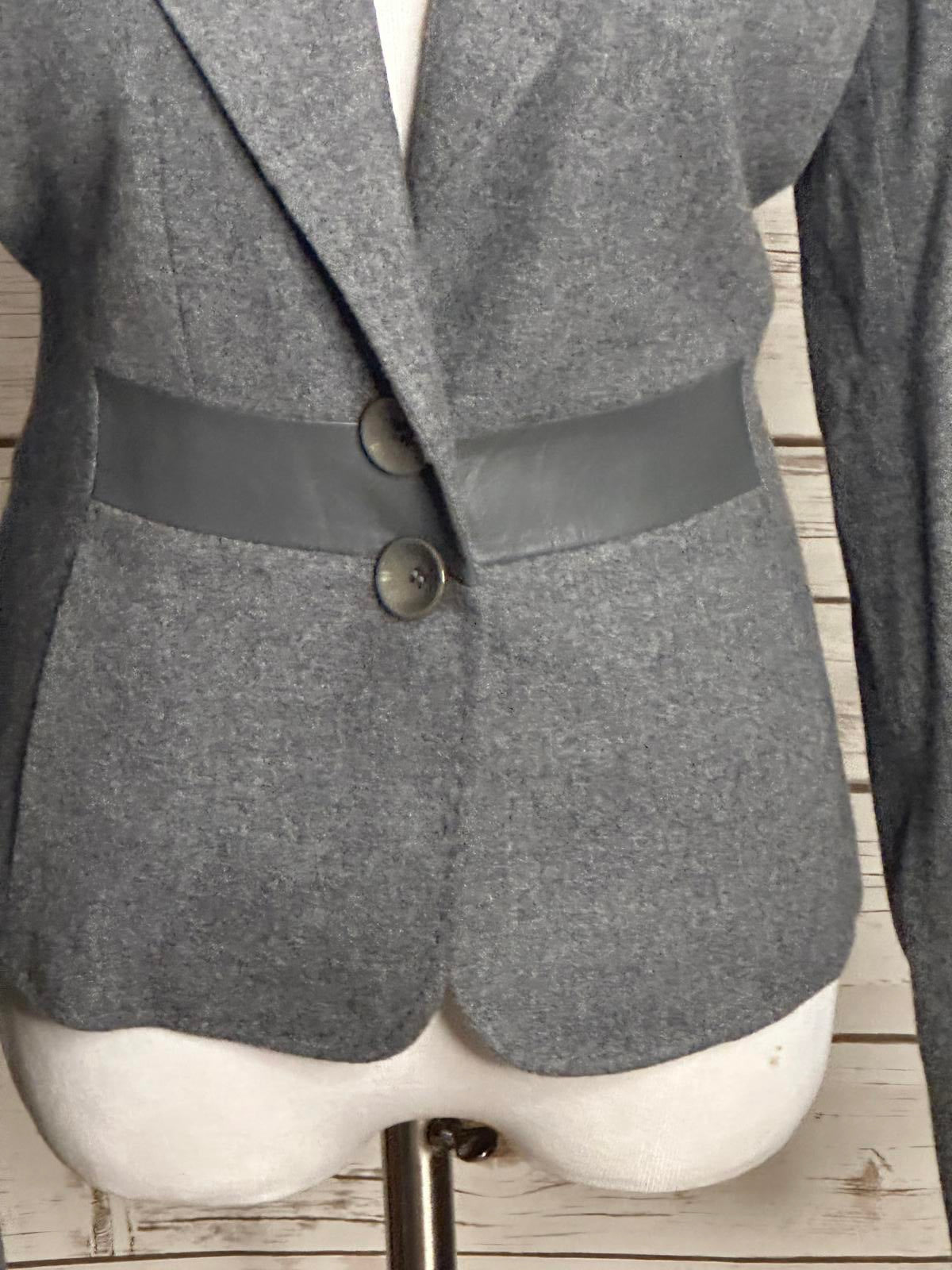 Worth New York classic corpcore grey wool-blend single-breasted blazer Size 10