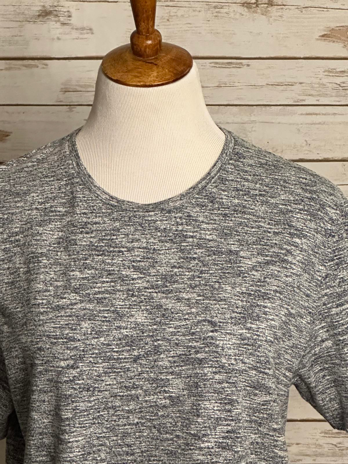 Reiss classic black/white marled short-sleeve crewneck t-shirt Size Large