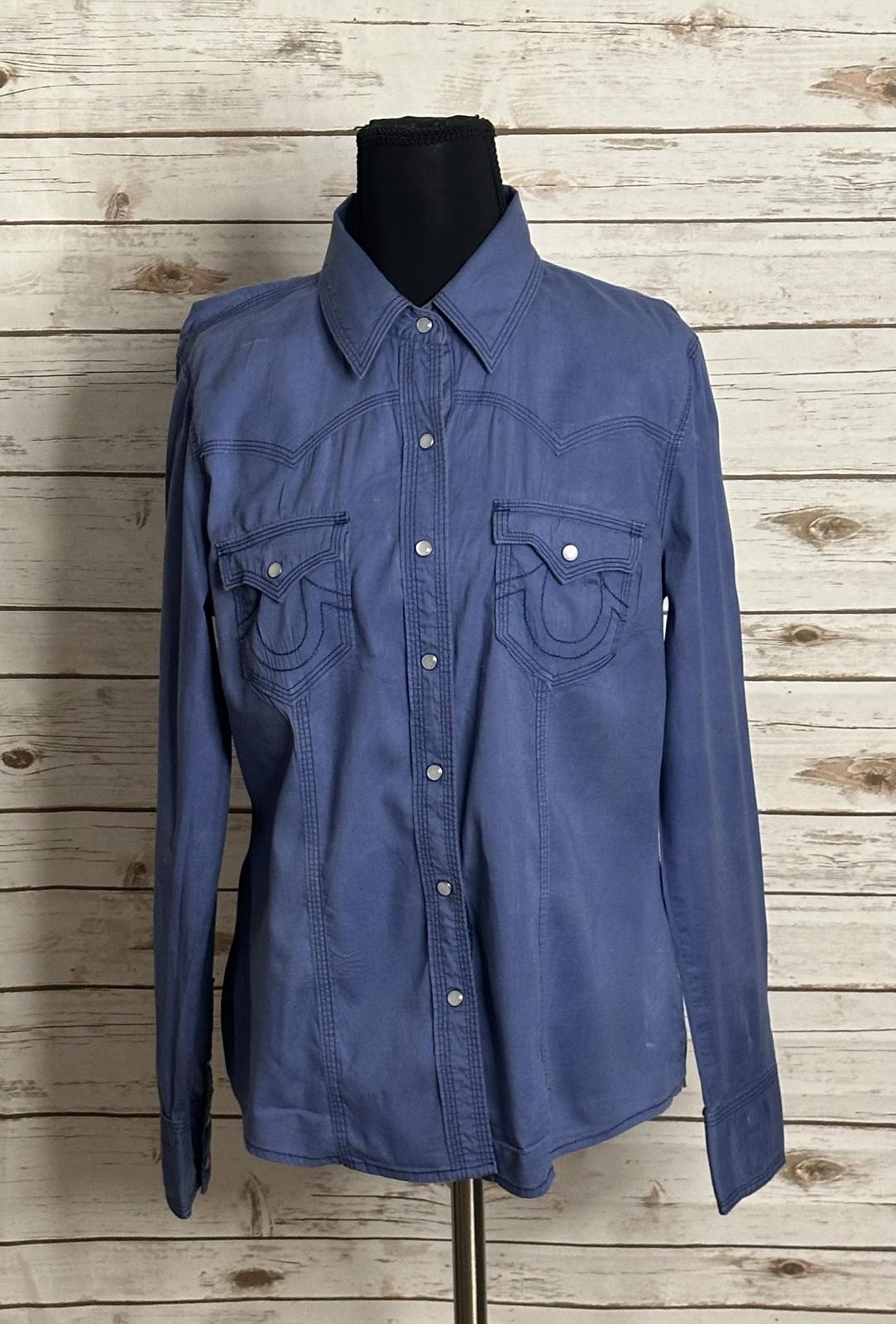 True Religion blue unisex Western long sleeve button-up shirt Size Small