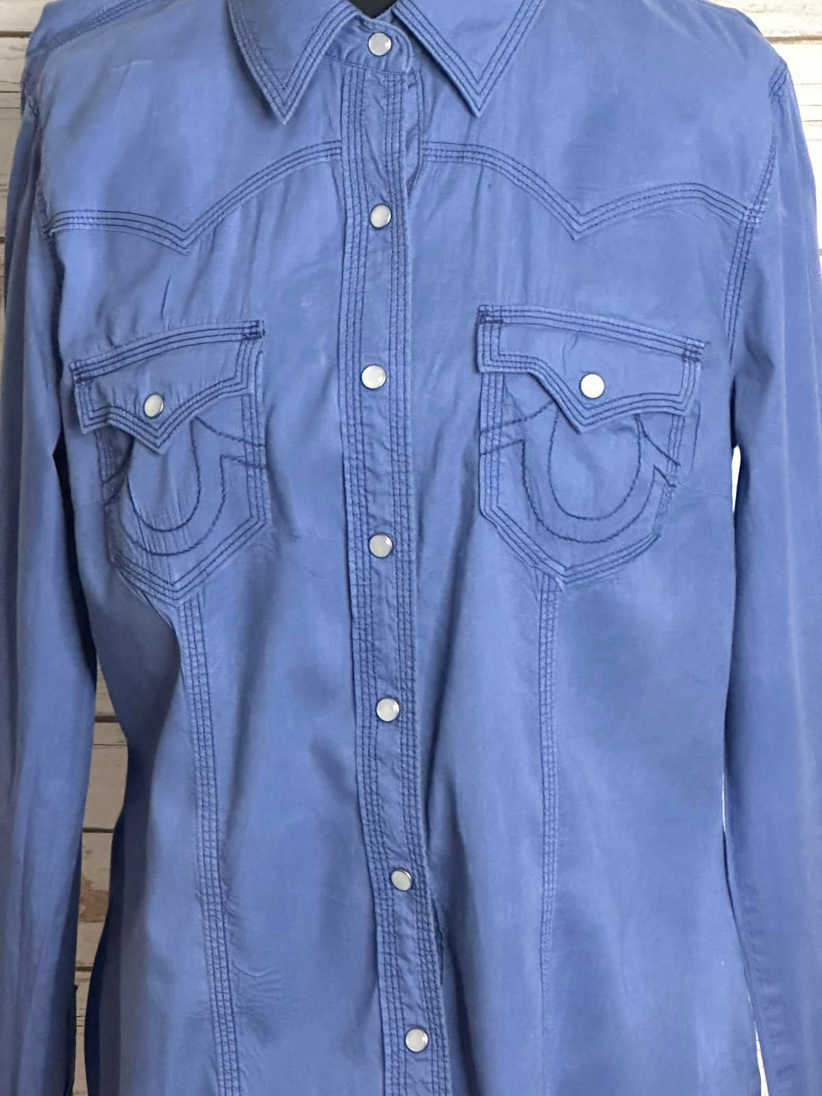 True Religion blue unisex Western long sleeve button-up shirt Size Small
