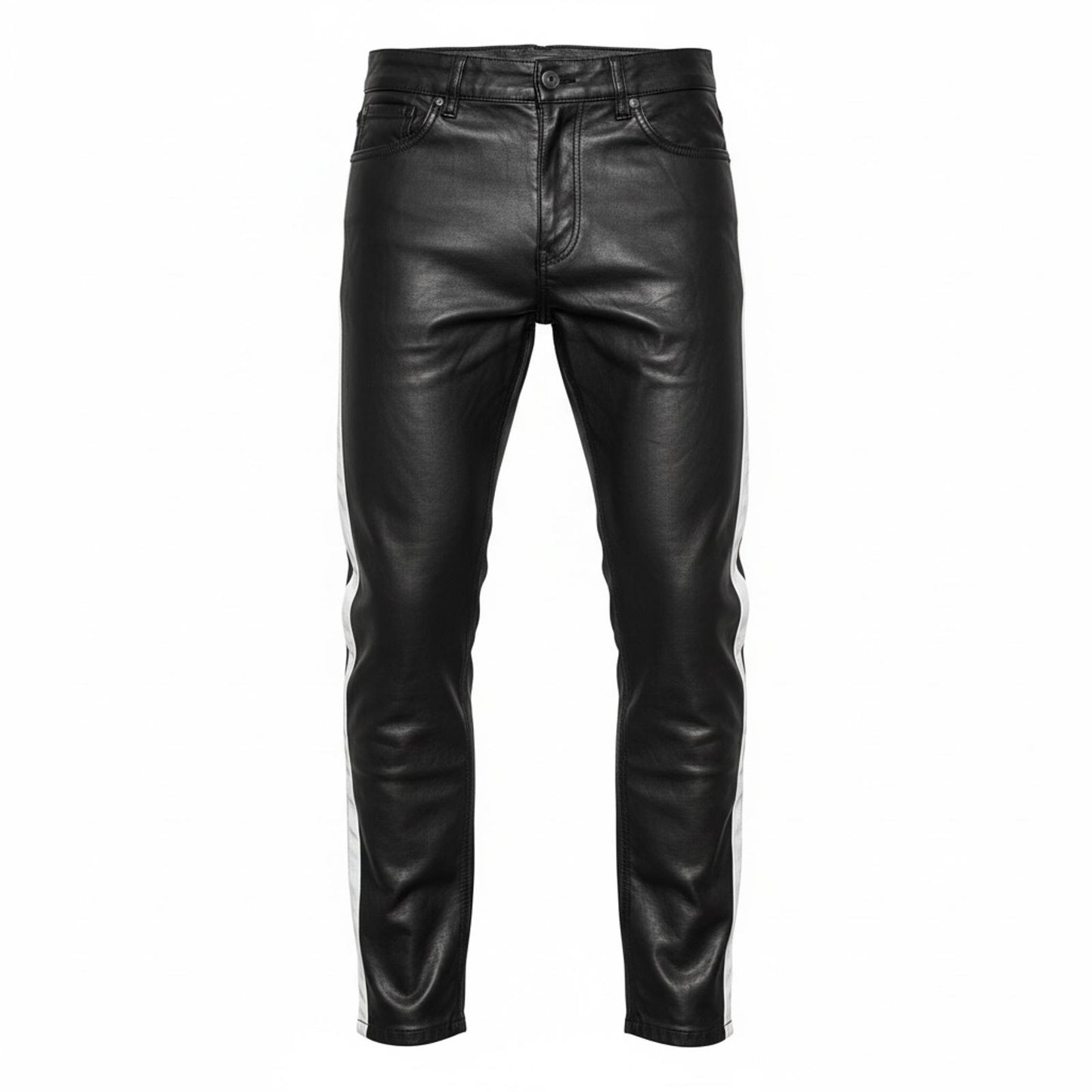 ASOS black/white striped faux leather striped motorcycle racing pants Size 30x30