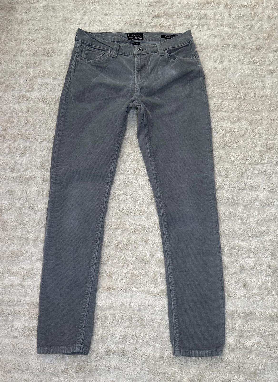 Lucky Brand classic elevated casual grey Brooke Skinny corduroy pants Size 6/29