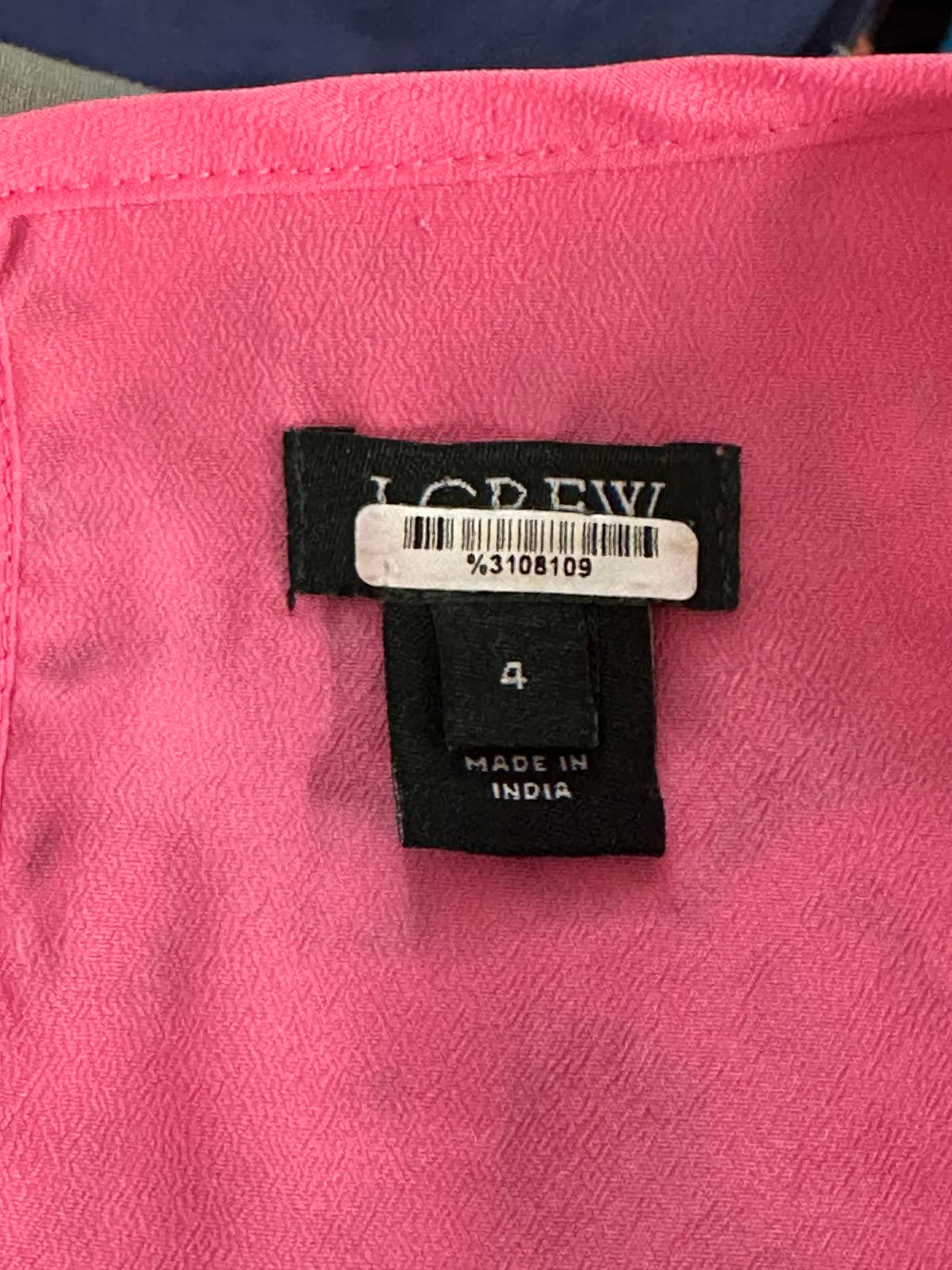 J. Crew classic bright pink coquette Rainbow Lace short sleeve blouse Size 4