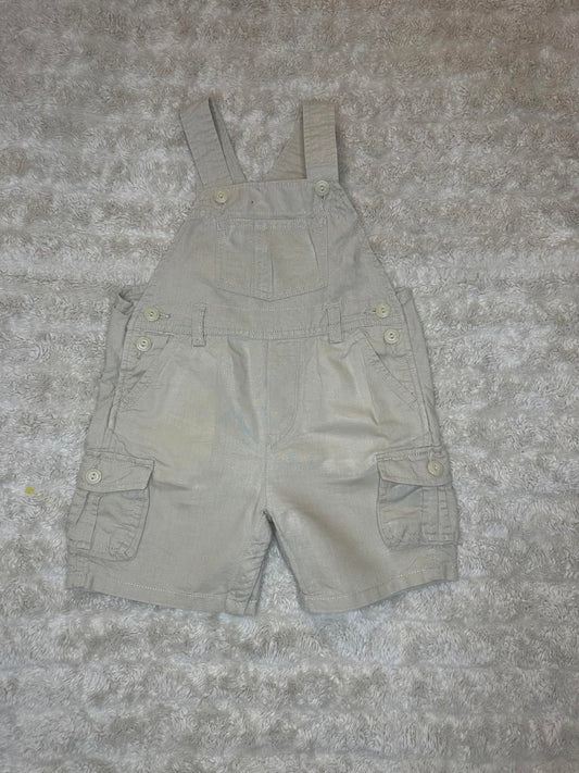 babyGAP utility tan linen/cotton bib-style cargo overalls Size 18-24M