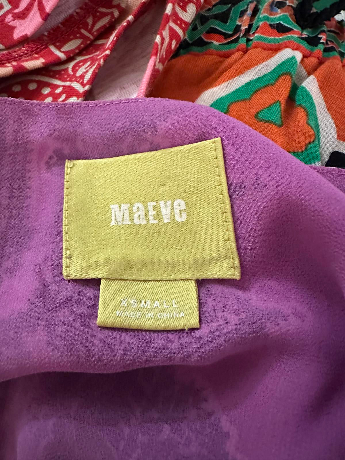 Anthropologie Maeve Annas boho purple flowy silk chiffon maxi dress Size XS