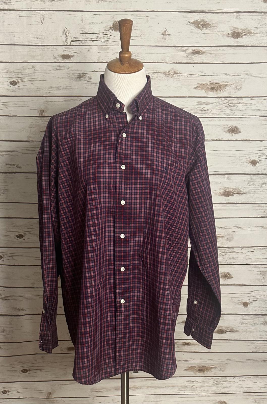 Ralph Lauren Blake classic red/navy cotton long sleeve button-down shirt Size M