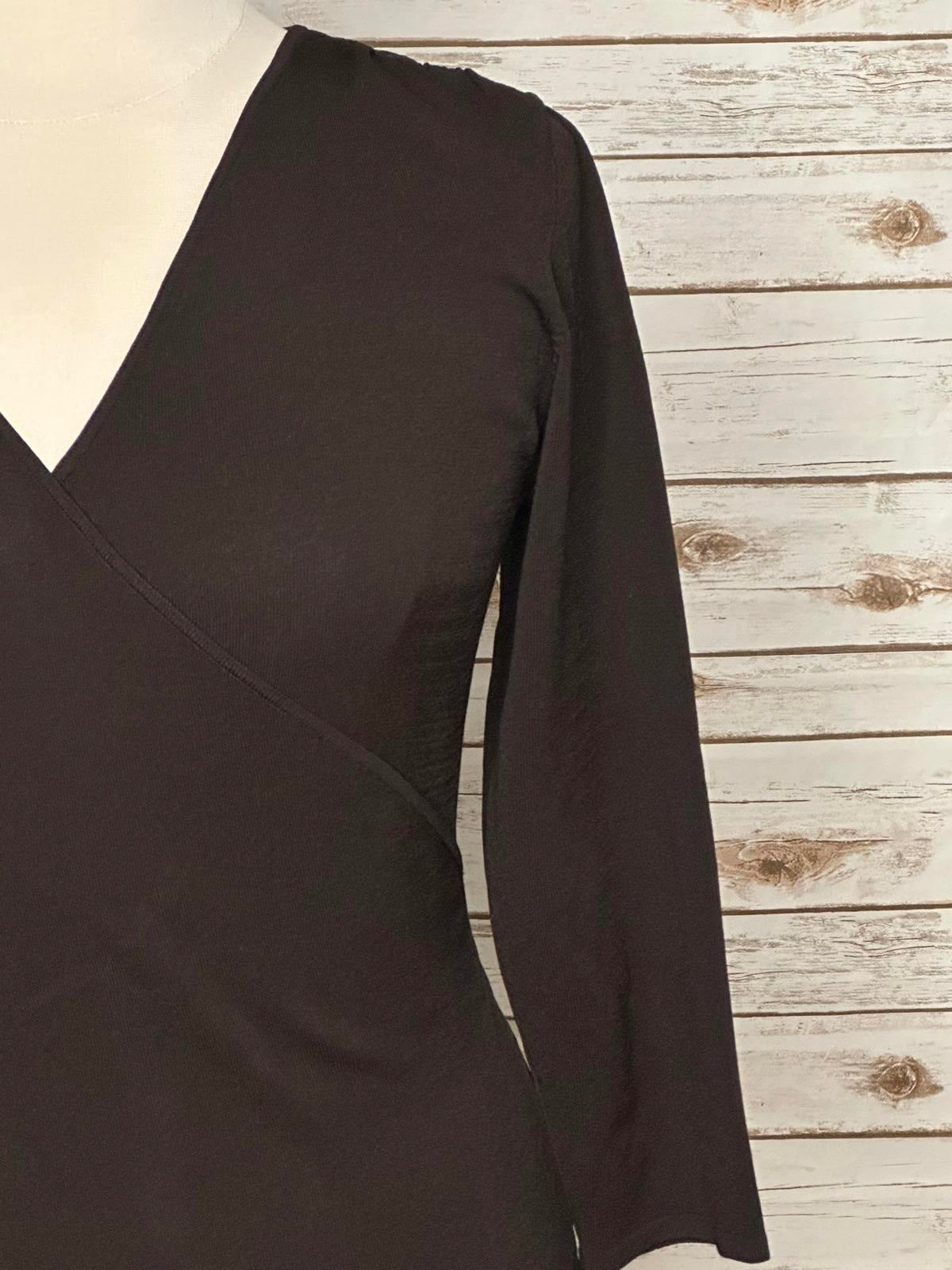 per se brown surplice wrap knit top Size XL