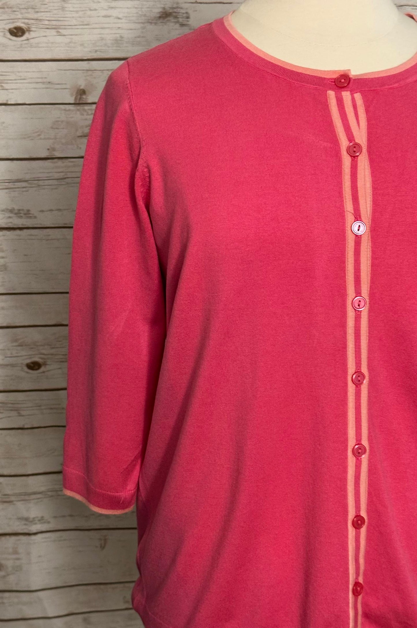 Talbots Plus Barbiecore pink/light pink button-down cardigan sweater Size 1X