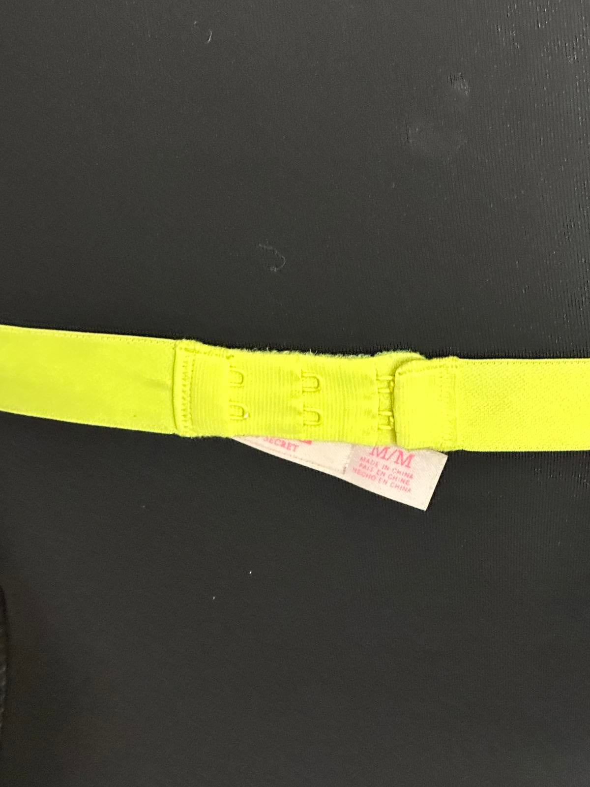 PINK Victoria's Secret mint green/neon yellow lace triangle bralette Size Medium