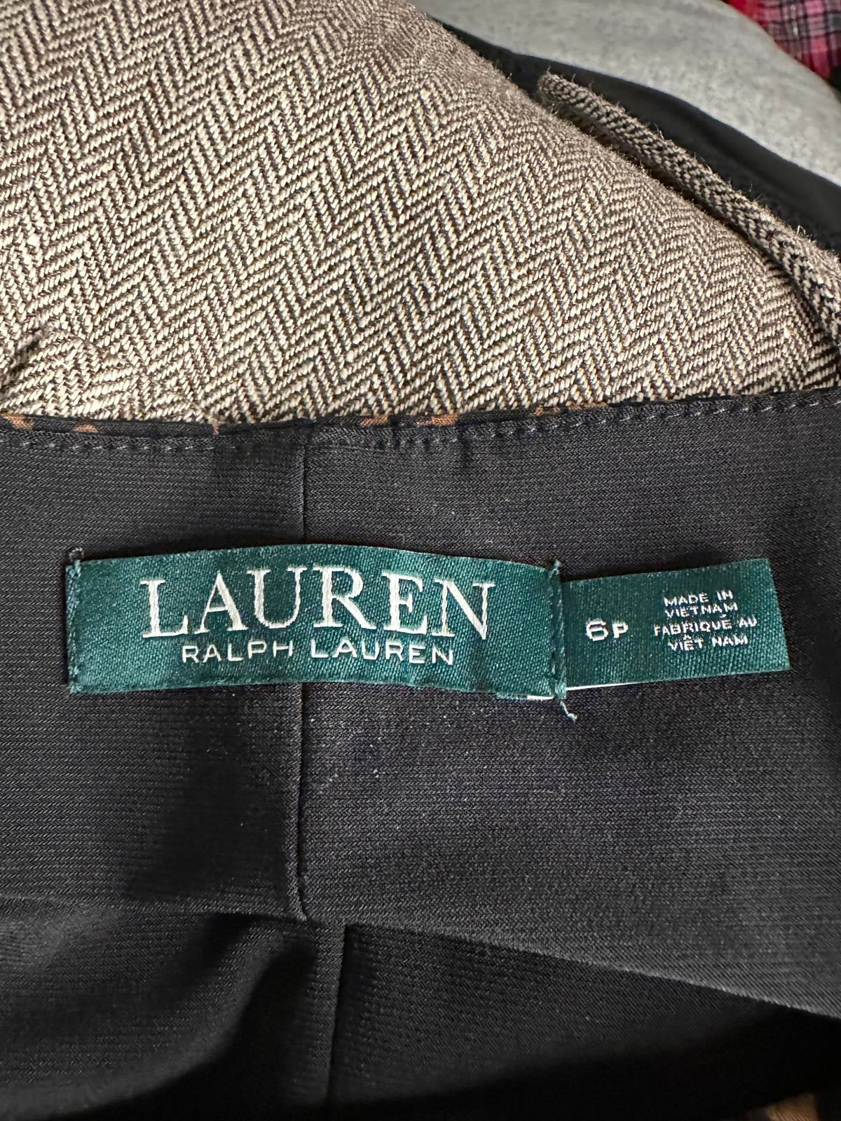 Lauren Ralph Lauren mob wife black/brown leopard print midi sheath dress Size 6P
