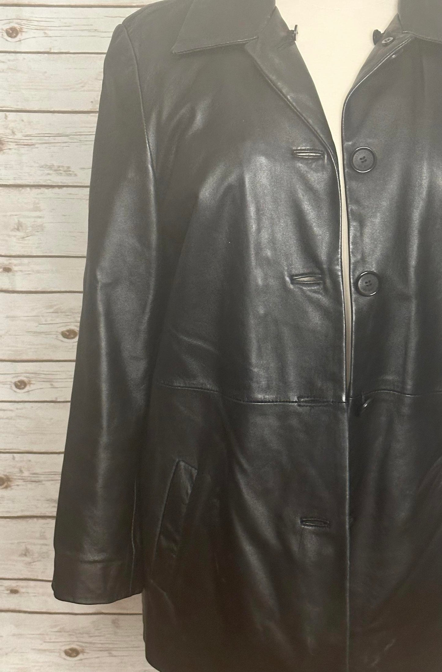London Fog black leather jacket Size Large