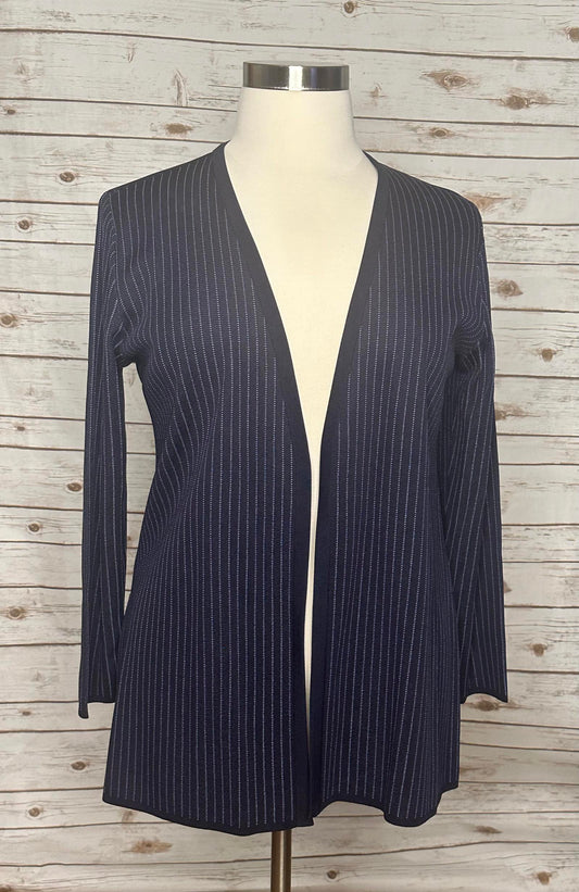 Exclusively Misook V-neck striped open cardigan Size Large