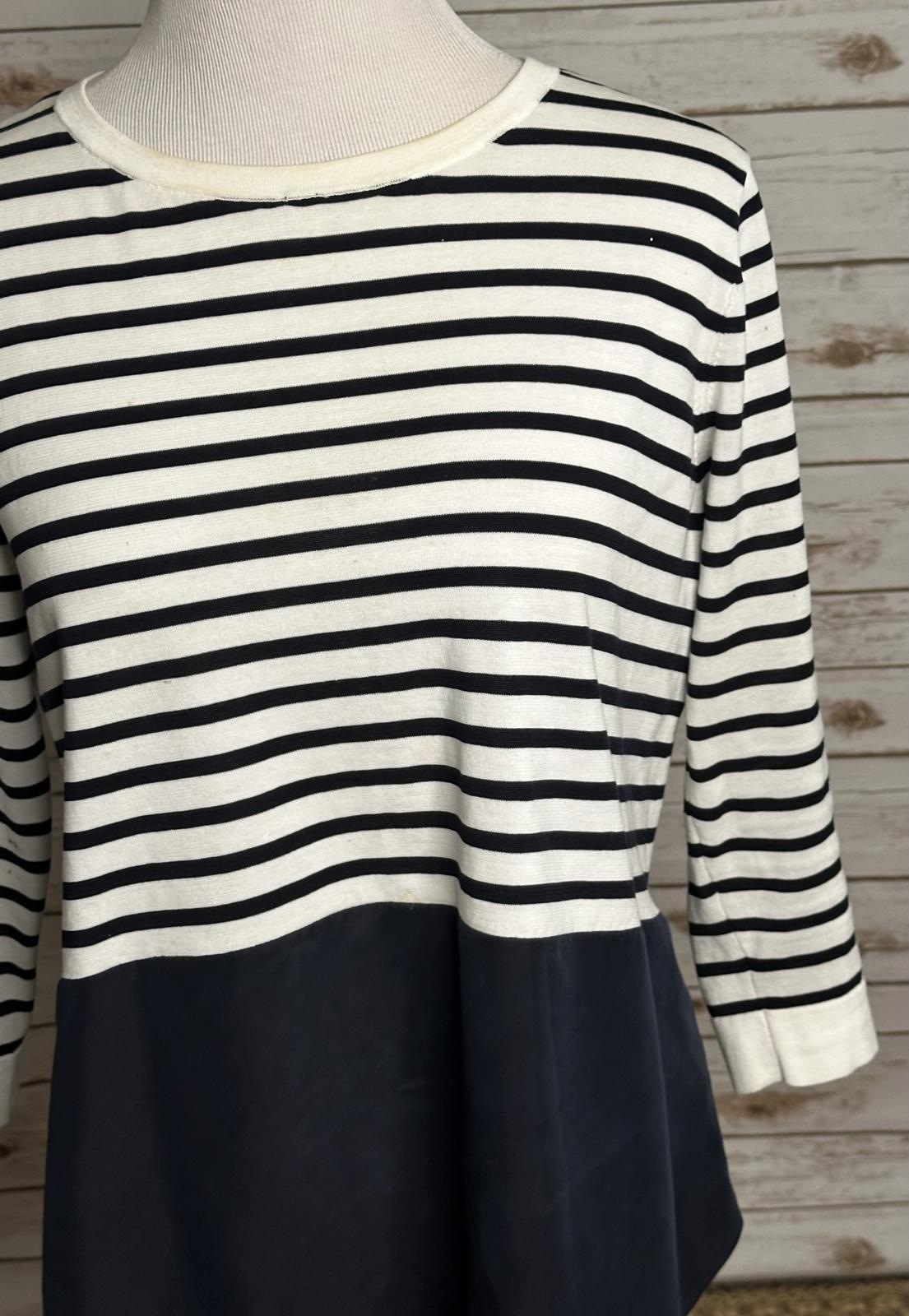 COS classic navy/white striped cotton/silk 3/4 length sleeve sweater Size Medium