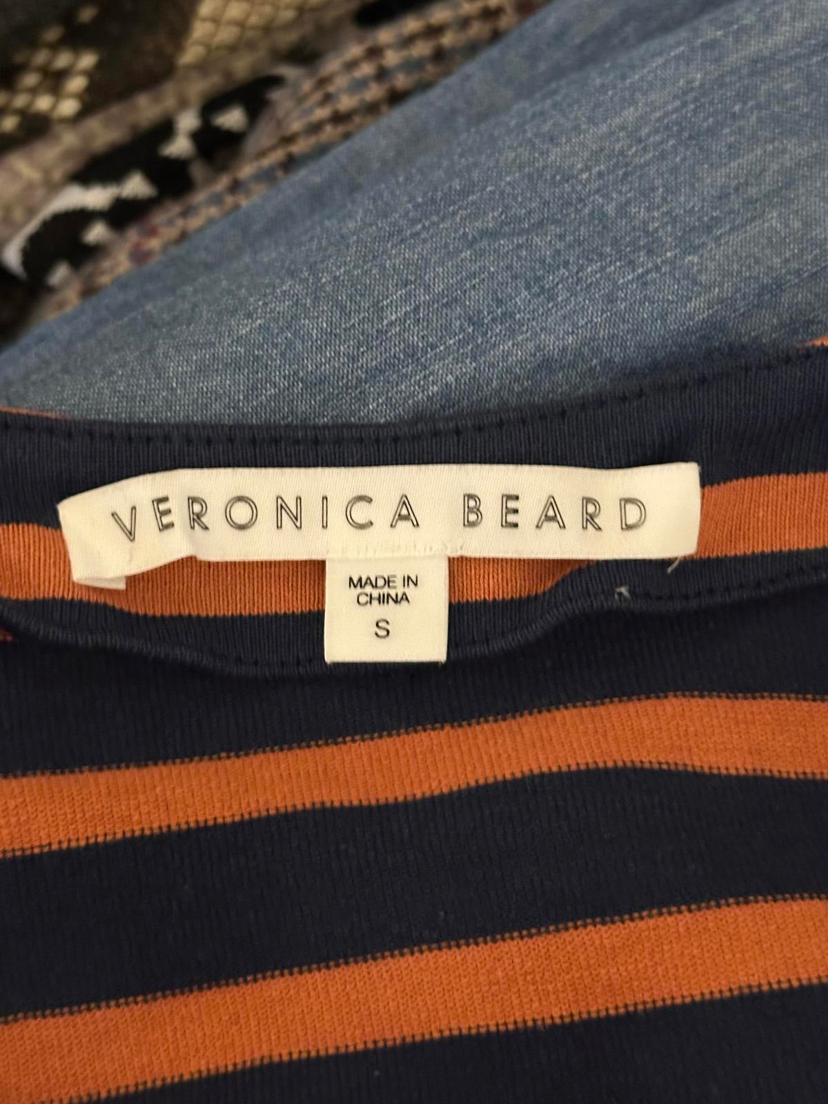 Veronica Beard Chapter Combo navy/orange/chambray striped dress Size Small