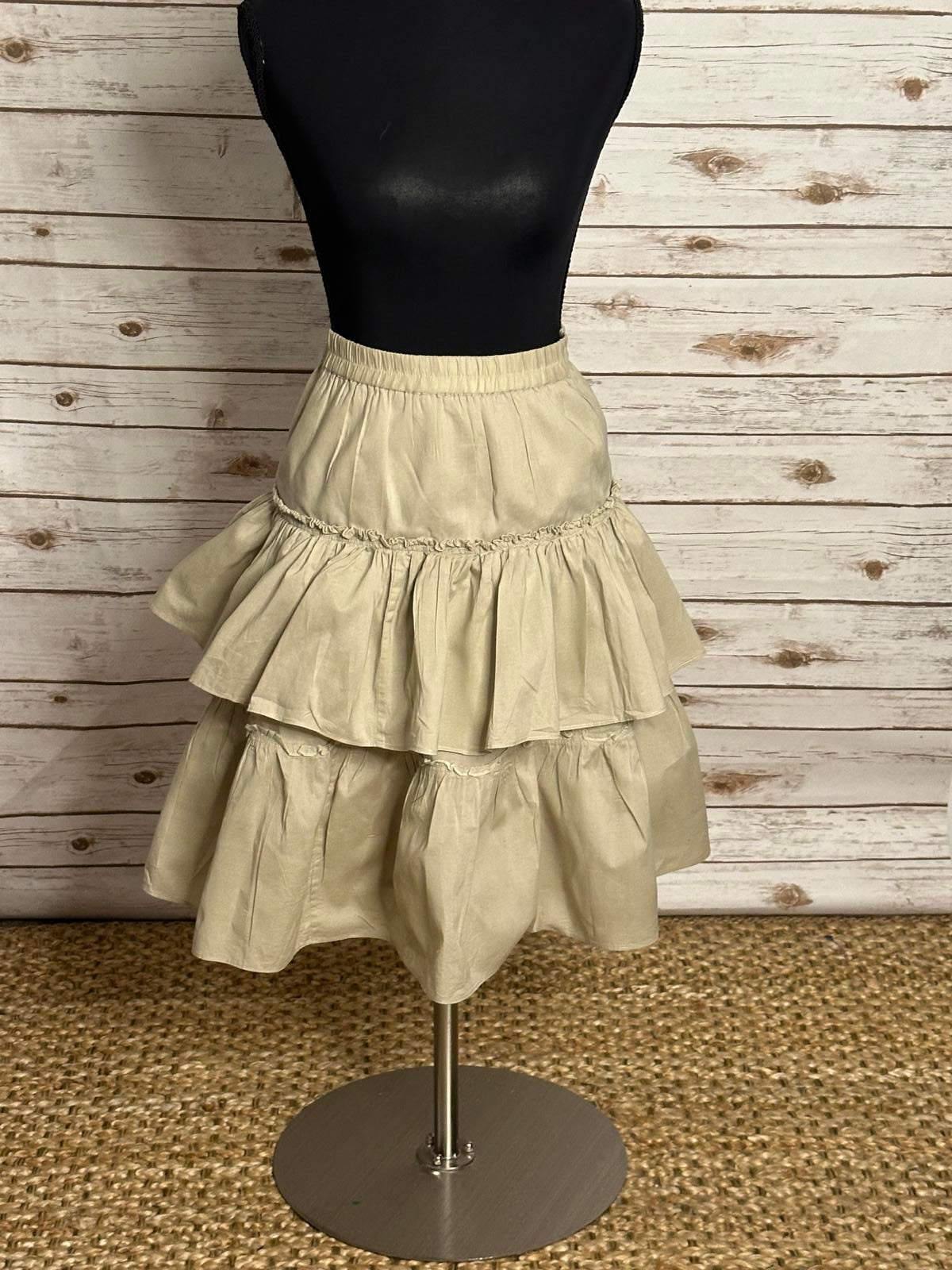 Michael Michael Kors casual tan cotton three-tiered ruffled skirt Size 4