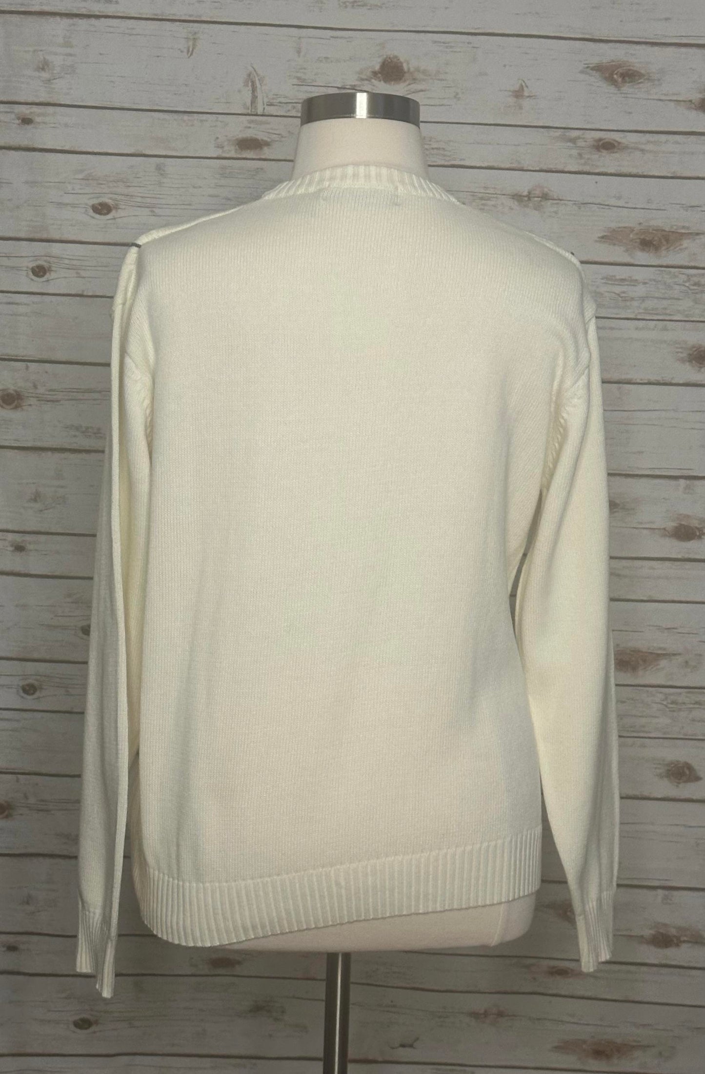 Vintage Oscar De La Renta cream plaid cotton sweater Size XL