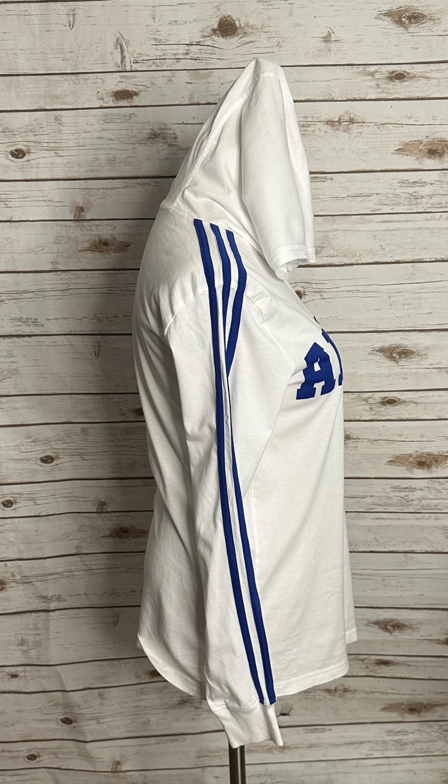 Adidas white cotton graphic print hooded long sleeve t-shirt Size L (14-16)